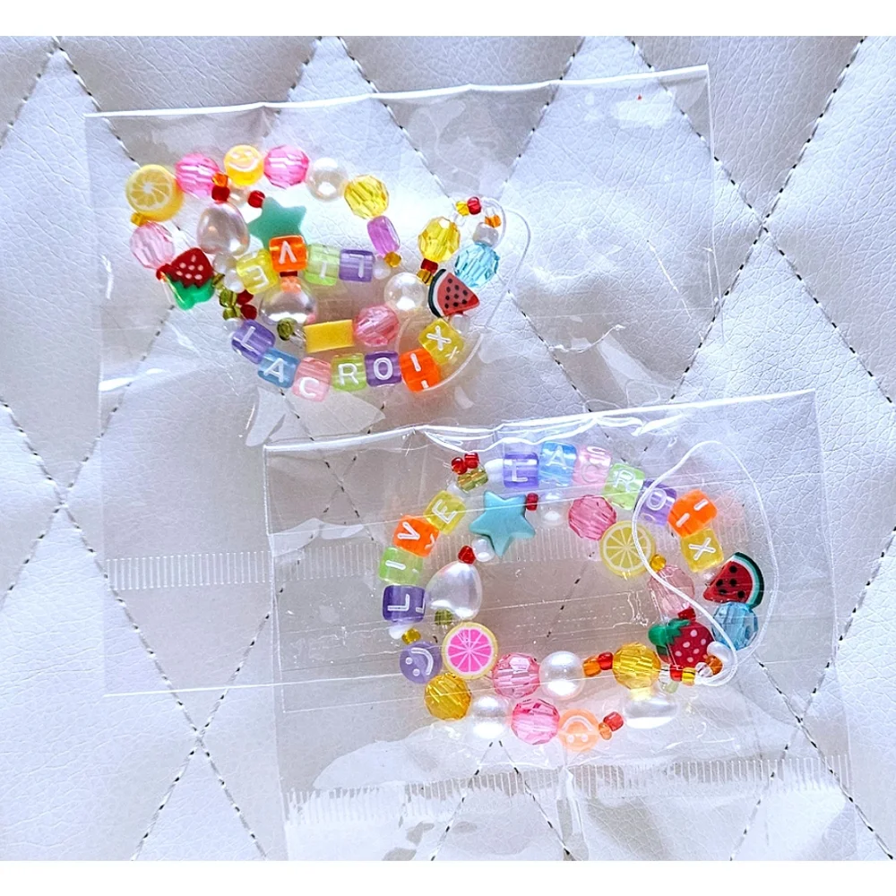 SET (2) LACROIX Beaded New Wrist Phone Charms with Fruit & Color Beads